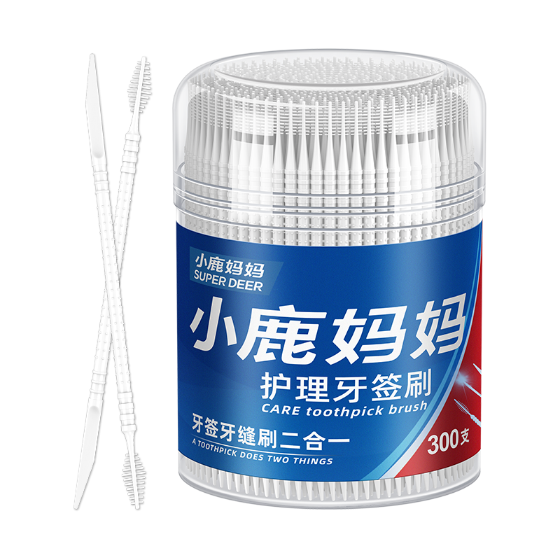 小(xiǎo)鹿 牙簽刷300支 桶裝(zhuang)（直刀(dāo)棒子(zi)）